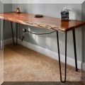 F34. Live edge wooden desk. 30&rdquo;h x 66'w x 22&rdquo;d 